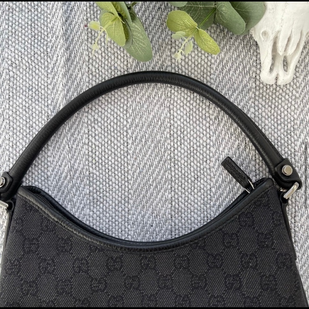 ✨ Authentic Gucci Abby Black Denim GG Monogram Shoulder Bag - Picture 3 of 16